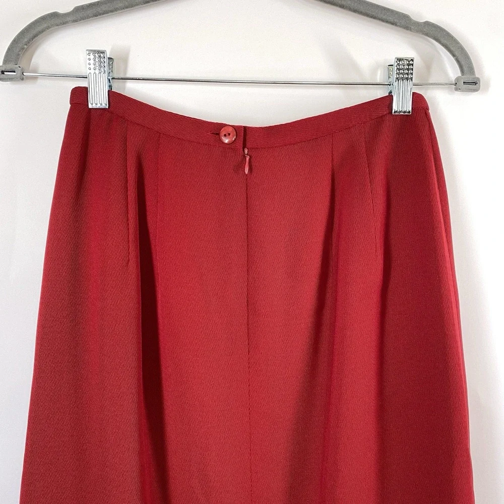 Travis Ayers Women's Pencil Midi Skirt Red Sz 8 Slit Classic Modest Professional